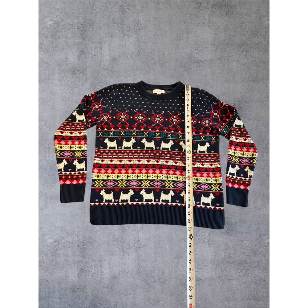 Charter Club Sweater Womens PM Navy Fair Isle Scottie Dog Embellished - Picture 2 of 13